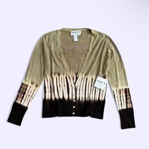 Vintage NWT Joseph A Tie Dye Cardigan Rayon Blend V Neck Button L